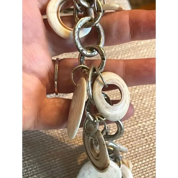 Sterling 925 & Kualia Large Hole Shell Bracelet from Papau New Guinea ~AMAZING